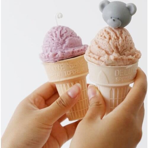 Ice Cream Cones Candle Mold Desserts Cake Silicone Mold Handmade Making Candle Soap Molds Plaster Home Decoration