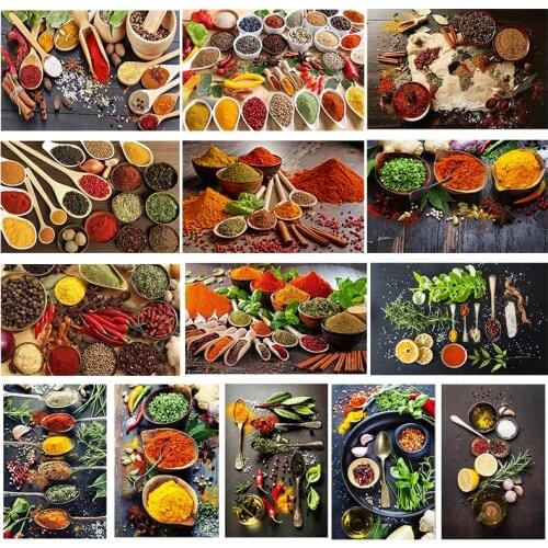 Kitchen Theme Mixed Spice Canvas Painting World Map Art Posters and Prints Wall Print Canva for Restaurant Kitchen Decor Cuadros