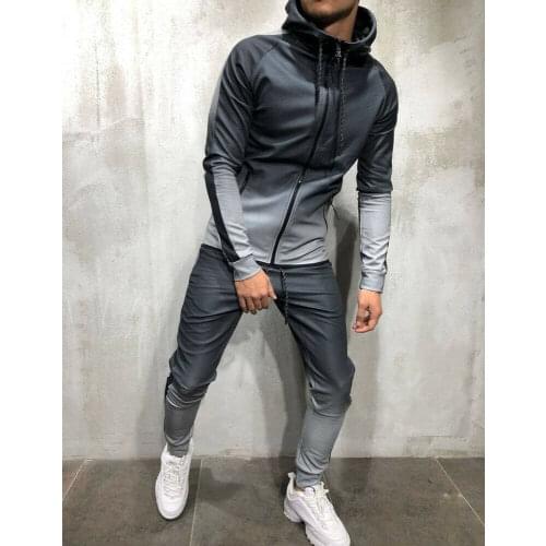 Mens Jogger Tracksuit 2 Piece Hip Hop Trousers Jacket Sweatsuit Hoodie Sport Set