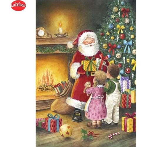 DIY round square Santa claus with gifts diamond embroidery pattern cross stitch kits 5d diamond painting rhinestone