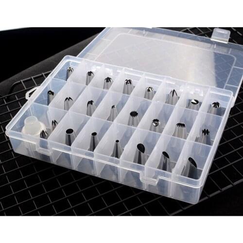 24pcs Cake Cupcakes Cookies Decorating Tips Kits Stainless Steel Icing Tip Set with 1 Silicone Pastry Bag and 2 Coupler