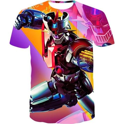 New 3D Printed Mazinger Z T-Shirt Men Women Summer Short Sleeve Casual Breathable Tees Tops Boy Girl Teenager Cool Style T Shirt