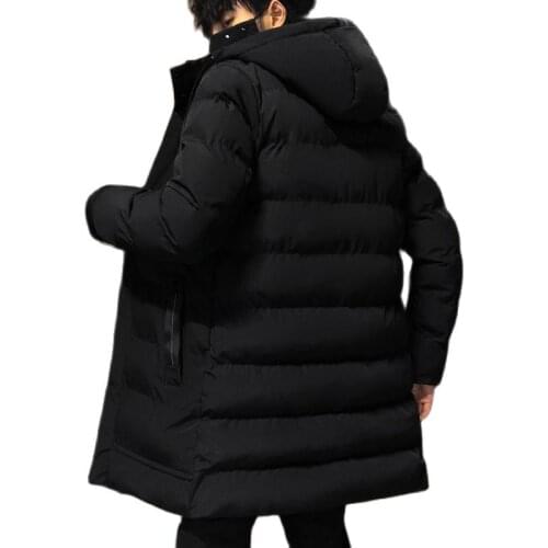 New Winter Korean Style Men Slim Fit Long Cotton-padded Coat Solid Thick Jacket Hooded Overcoat Male 3 Colors Size M-4XL MY686