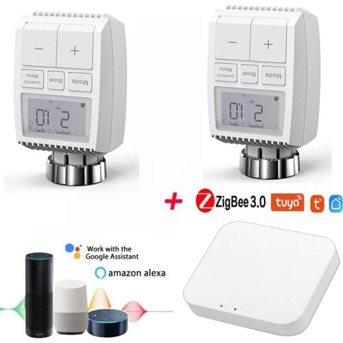 New Tuya ZigBee 3.0 Mini Smart Radiator Actuator Programmable Thermostat Heater Control With Alexa Google Home APP Smart Life
