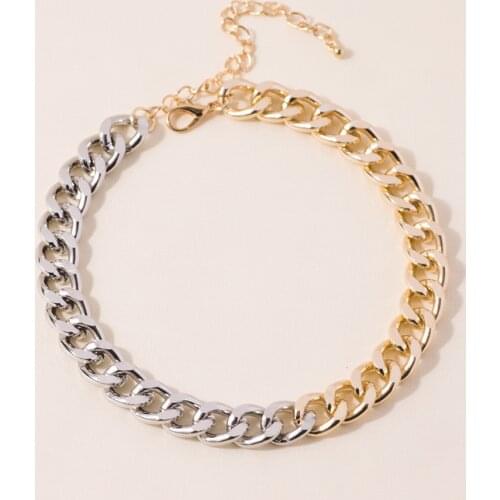 Punk Fashion Contrast Color Metal Chain Necklaces for Women Girls Gold Silver Color Chokers Necklace Party Jewelry Gifts 2020