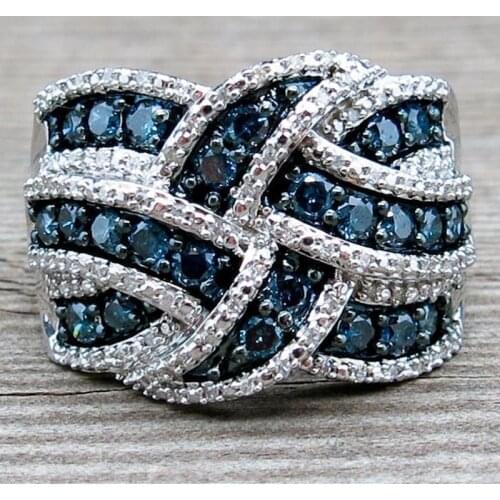 Hot Designer Trendy Blue Zircon Cross Rings For Women Silver Color Female Jewelry Engagement Party Birthstone Valentine Gifts