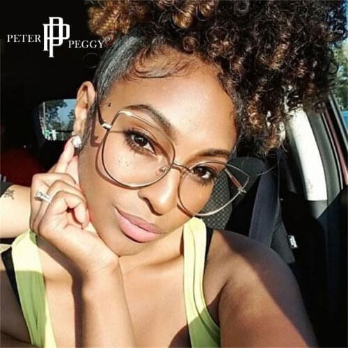 Transparent Oversized Cat Eye Glasses Metal Spectacles Women Frame Fashion Clear Optical Glasses Frame Women Oculos De Grau