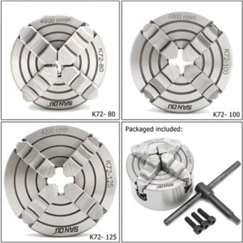 Reversible Independent 4Jaw Lathe Chuck 80mm 100mm 125mm 160mm CNC Metalworking Tool Accessory 3'' 4'' 5'' 6