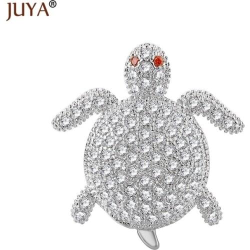 Luxury cubic zirconia tortoise charm jewelry findings components turtle spacer beads for diy fashion bracelets accessories
