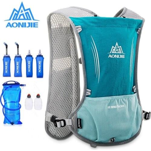AONIJIE E913 Cyan Men&Women 5L Running Backpack Outdoor Sport Racing Marathon Hiking Fitness Bag Hydration Vest Pack Lightweight