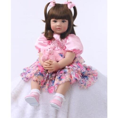 Bebe reborn toddler girl silicone vinyl dolls 24" 60cm handmade soft reborn baby princess doll toy gift