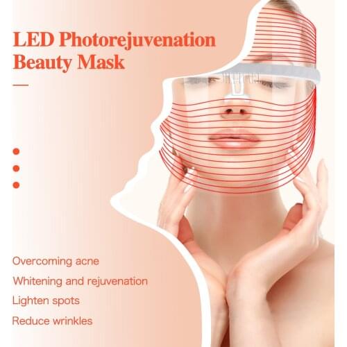 LED Facial Mask Phototherapy Korean Electric Therapy Anti-Acne Removal Neck Anti Wrinkle Massager Skin Rejuvenation Face Care