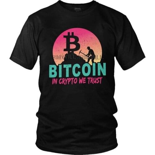 Vintage Style Bitcoin Miner T-shirt Mens Streetwear T Shirt Short Sleeve Cotton in Crypto We Trust BTC Tshirt Unique Tees Tops