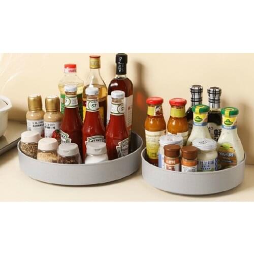 360 Degree Rotating Cabinet Organizer Multifunctional Plastic Round Storage Rack Kitchen Spice Rack Bathroom Cosmetic Turntable