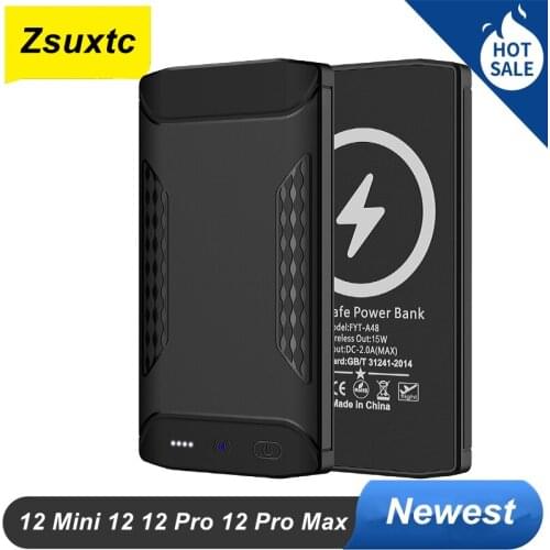 15W Fast Wireless Charger Battery Charger Case For iPhone 12 Mini 12 Pro Max 6000Mah Battery Case Phone 12Pro Power Bank Case