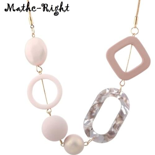 Womens Acrylic Beads Necklaces & Pendants for Women Statement Colorful Beaded Necklace Fashion Jewelry for Gifts to Woman MX019