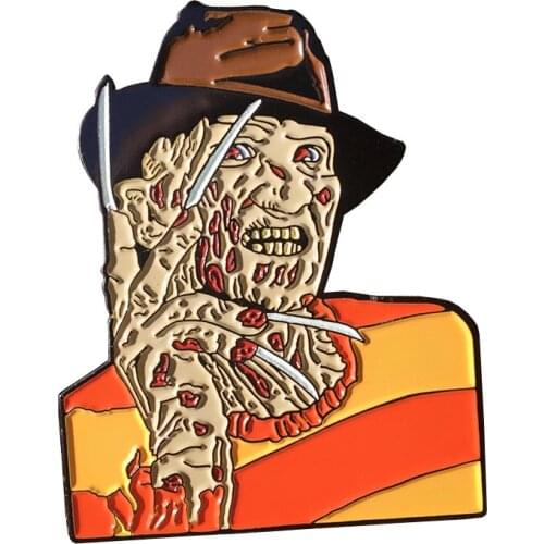 Freddys Revenge Badge Killer Brooch From 80s Horror Movies Halloween Jewelry Enamel Pins Lapel Pin Badge Brooch