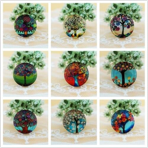 10PCS Round 20MM Mixed life Tree Glass Cabochon for bracelet necklace women 2019 earrings pins ring Jewelry Supply