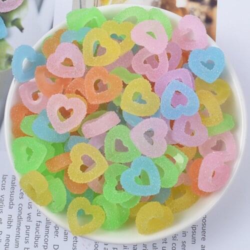 20Pcs Artificial Fake Food Soft Flat Back Resin Cabochon Craft Simulation Candy Heart DIY Embellishment for Scrapbooking Decor