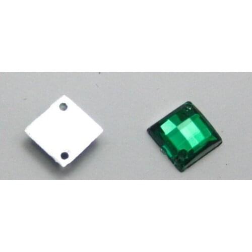 200 Green Flatback Acrylic Square Rhinestone Button 8mm Sew on bead