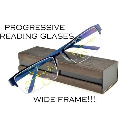 2019 Claravida Progressive Multifocal Bifocal Antislip Legs Men Wide European Head Reading Glasses +1 +1.5 +2 +2.5 +3 +3.5 +4