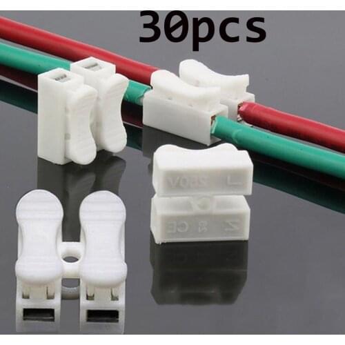 30pcs Lot 2 Pins Electrical Cable Connectors CH2 Quick Splice Lock Wire Terminals Set 20x17.5x13.5mm
