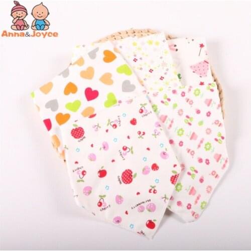 5Pc/lot 0-1 Years Baby 100% Cotton Fashion Soft Unisex Solid Comfortable Character Pattern Bibs
