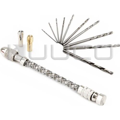5 PCS/LOT DIY Hand Tools/Mini Spiral Hand Push Drill with Chuck Key and High Speed Steel Twist Drill Bit for Wood/Plastic etc
