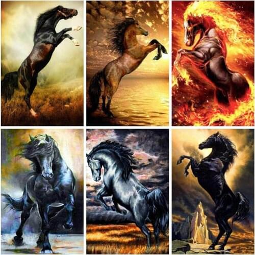 5D DIY Diamond Beads Embroidery Cross Stitch Horse Diamond Painting Full Square Mosaic Animal Rhinestone Pictures