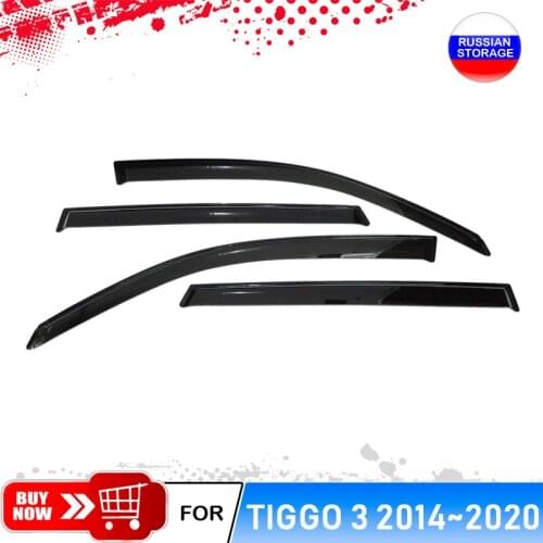 For Chery Tiggo 3 2017- car window deflectors sun guard rain wind vent deflector visor cover car styling accessories