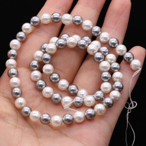 Natural Shell Beads White Grey Imitation Pearl Loose Spacer Bead for Jewelry Making Diy Women Bracelet Earrings Accessories