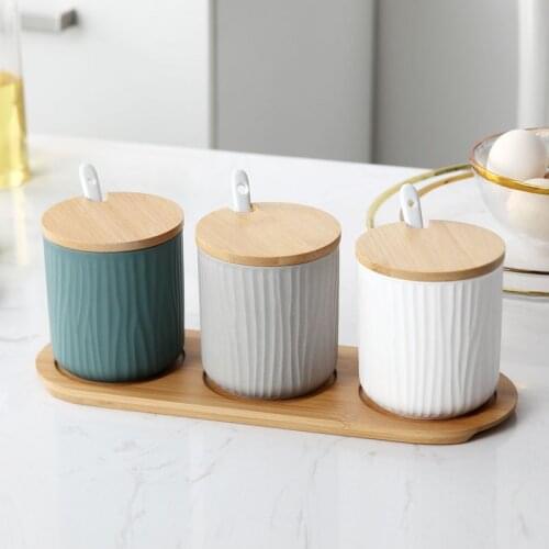 Household creative ceramic seasoning jar seasoning box seasoning bottle seasoning box salt shaker kitchen utensils set