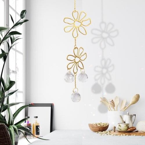 Crystal Flower Prism Glossy Pendant Window Car Pendant Rainbow Maker Set Light Catching Jewelry Wind Chime