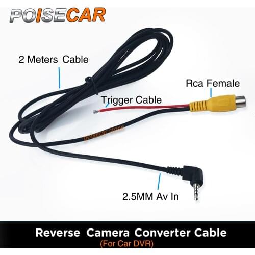 RCA to 2.5 mm AV Cable for Car Rear View Camera Parking Camera Converter cable for car DVR to Car DVR Camcoder GPS Tablet