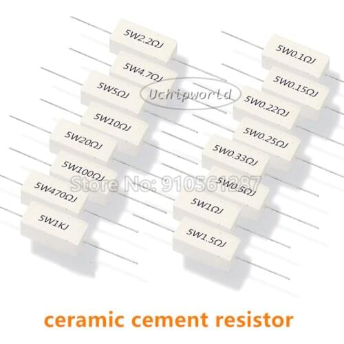 Ceramic cement resistor SQP 5W 3K 10K 12K 15K 20K 22K 27K 30K 100K 120K 150K 200K 0.5R 0.05R 0.33R 0.39R 0.47R 0.68R 0.82R 5R ΩJ