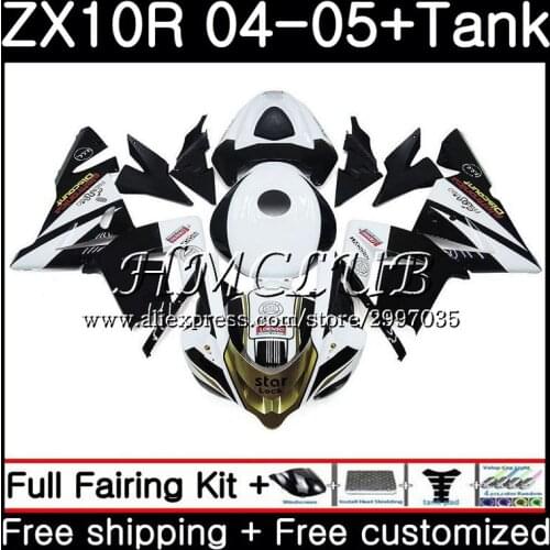 Body +Tank For KAWASAKI NINJA ZX1000 C ZX 10 R ZX-10R 2004 2005 60HC.19 ZX1000C ZX10R 04 05 ZX 10R 04 05 black white Fairings
