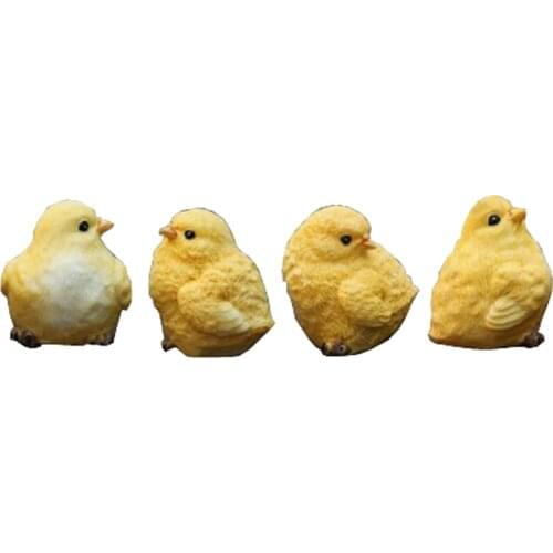 4X Cute Resin Yellow Little Baby Chick Chicken Garden Home Ornaments Decoration