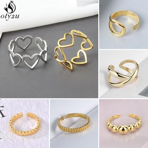 Minimalist Irregular Love Heart Gold Silver Color Rings for Women Party Accessories Vintage Round Beads Open Finger Ring Gift
