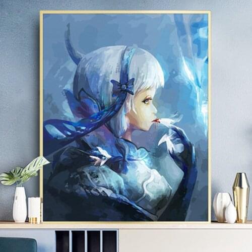 Painting By Numbers DIY Cartoon Girl Handmade Gift Paint By Number Canvas Kits Figure Acrylic Paint Decoration