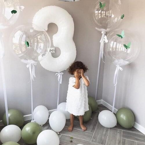 32inch White Number Balloon Matte Pure White Digital 0-9 Helium Balloons Wedding happy Birthday Party Decoration kids Globos