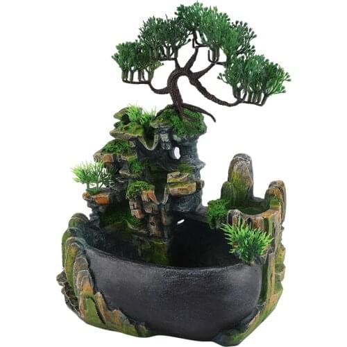 Waterfall Desktop Fountain Company Office Desktop Decoration With Color-Changing Led Lighting Meditation Meditation EU Plug