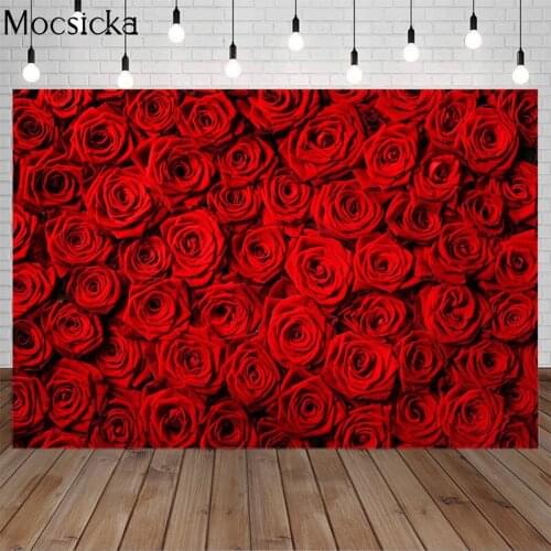Mocsicka Valentines Day Photography Background Red Rose Wedding Bridal Shower Romantic Backdrop Decoration Props Studio