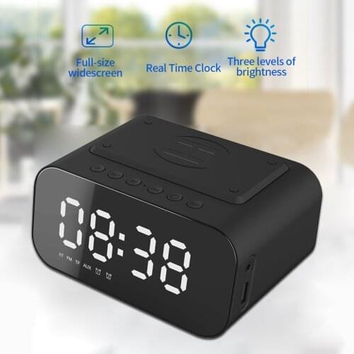 LED Smart Digital Clock Table Electronic Desktop Clocks Wireless Charger Alarm Clock Bluetooth V5.0 Speaker USB Charger BT510