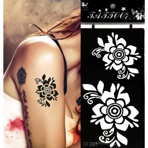 Black Flower Style Henna Tattoo Stencil Body Art Temporary Tatoo Sticker Paper Waterproof sexy girls model tattoos arm leg