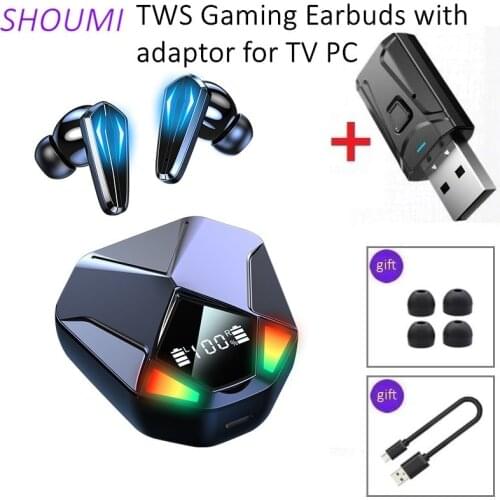 X6 Bluetooth Earphone TWS Gaming Earbuds Low Latency CVC8.0 Noise Cancel Wireless Game Headset USB Adaptor for TV PC Phone Gamer