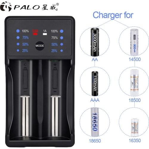 2 Slots Battery Charger 18650 Multi-function Li-ion Li-fe Ni-MH Ni-CD Smart Charger for AA/AAA/18650/26650/16340/ Battery