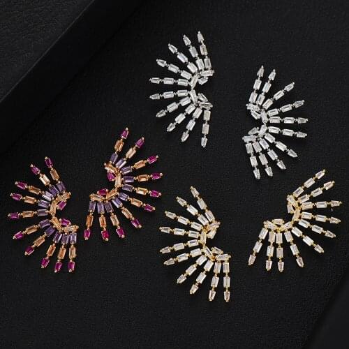 GODKI Fireworks Stud Earring For Women Wedding Fashion Cubic Zirconia Brincos boucle d'oreille 2020 Trendy Bohemia Jewelry HOT