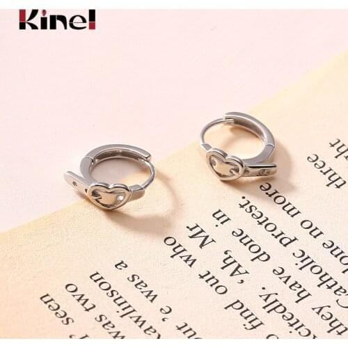 Kinel 2020 New High Quality 925 Sterling Silver Earrings For Women Love Heart Charm Personality Korea Punk Fine Jewelry