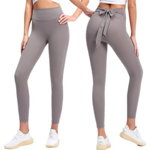 Women Reversible Leggings Running Gym Tight High Waist Bow Bandage Quick Drying Yoga Pant 2021 New Workout Nine Length Legging