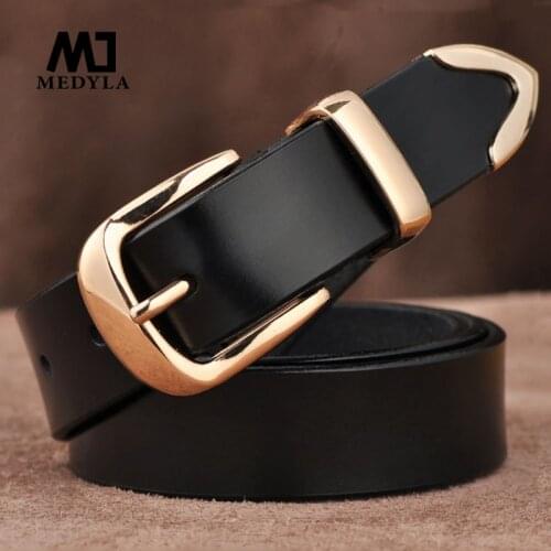 MEDYLA Womens Strap Casual All Match Women Brief Genuine Leather Belt Women Strap Pure Color Belts Top Quality Jeans Belt L27